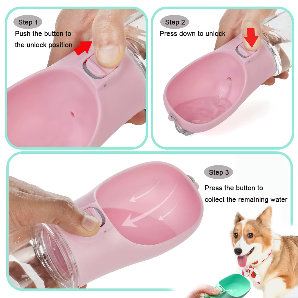 Leakproof Travel Dog Water Bottle with Lanyard, 350 ml, image 3